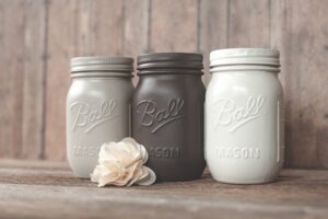 aluminum grey painted mason jars fall wedding