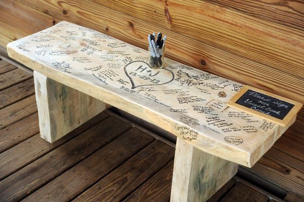 bench wedding guest book